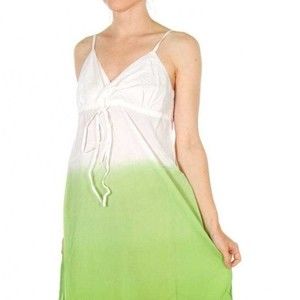 PROVOGUE Beachy Dip Dye Cotton Sleeveless White/Lime Womens Large Sundress